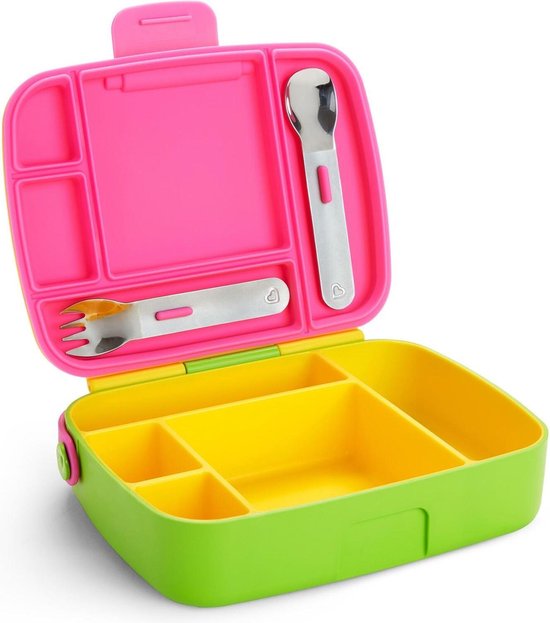 Boîte à lunch Munchkin Lunch pour Enfants avec Couverts - vert / jaune