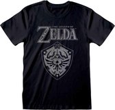 Nintendo Zelda Heren Tshirt -S- Distressed Shield Zwart