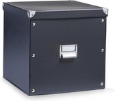Zeller Present Opbergbox met deksel 33x33x32 cm zwart - Large - Opvouwbaar