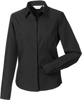 Russell Collectie Dames/Dames Lange Mouwen Poly-Katoen Gemakkelijk Onderhoud Gepaste Poplin Shirt (Zwart)