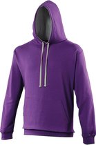 Awdis Varsity Hooded Sweatshirt / Hoodie (Paars/Heather Grey)
