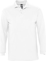 SOLS Heren-Winter II Poloshirt met lange mouwen van Piqué katoen (Wit)