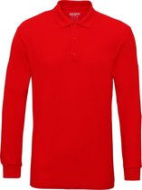 Gildan Heren Lange Mouw Dubbel Piqué Katoenen Poloshirt (Rood)