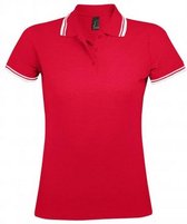 SOLS Dames/dames Pasadena getipt korte mouw Pique Polo Shirt (Rood/Wit)