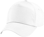 Beechfield Uniseks Effen Originele  Baseball Cap met 5 panelen (Wit)