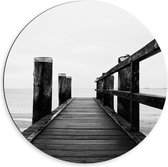 Dibond Wandcirkel - Vlonder (zwart/wit) - 60x60cm Foto op Aluminium Wandcirkel (met ophangsysteem)
