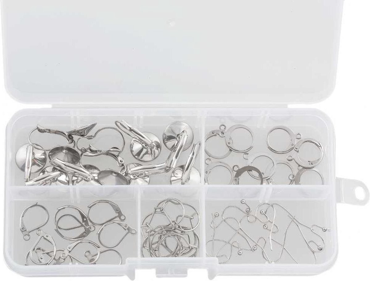 Pakket - Stainless Steel Oorhangers (5 verschillende soorten) Antiek Zilver