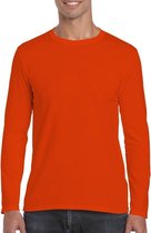 Basic heren t-shirt oranje met lange mouwen - Herenkleding - herenshirt met lange mouw M