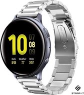 Strap-it Stalen schakel bandje - geschikt voor Samsung Galaxy Watch Active / Active 2 / Galaxy Watch 3 41mm / Galaxy Watch 1 42mm (zilver)