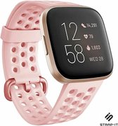 Siliconen Smartwatch bandje - Geschikt voor Fitbit Versa / Versa 2 siliconen bandje met gaatjes - roze - Strap-it Horlogeband / Polsband / Armband - Maat: Maat S