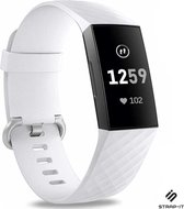 Siliconen Smartwatch bandje - Geschikt voor  Fitbit Charge 3 silicone band - wit - Maat: S - Strap-it Horlogeband / Polsband / Armband