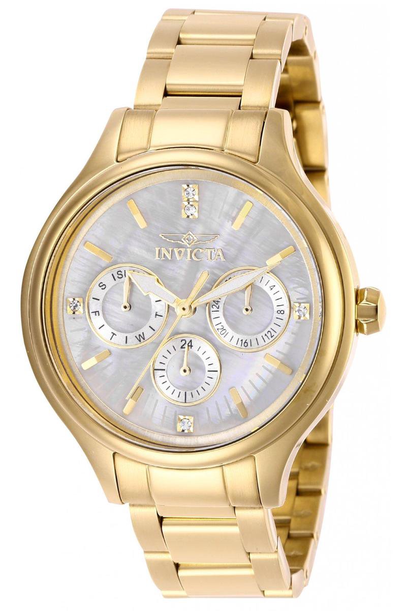 Invicta Angel 28654 Dames Horloge - Waterdicht - Analoog - Quartz Uurwerk - Roestvrij Staal met witte Wijzerplaat - 38mm