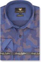Heren Overhemd - Slim Fit - Art Of Camouflage - Blauw - Maat L