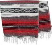 Mexicaanse deken - falsa - gerecycled acryl - 180 x 135 cm - groffe weefstructuur - rood - MSXZZ0red1