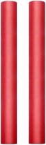2x rollen tule stof rood 50 cm breed - Hobby rode decoratie stof