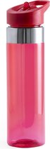 Drinkfles/waterfles 650 ml rood van kunststof met draaidop en eenvoudige opening - Sport bidon - Waterflessen