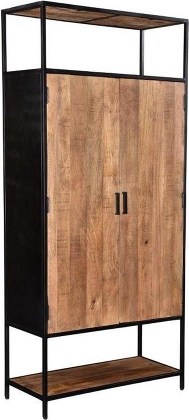 Livingfurn - Kabinetkast Sturdy 2 deurs - 100cm - Mangohout en Gecoat Staal