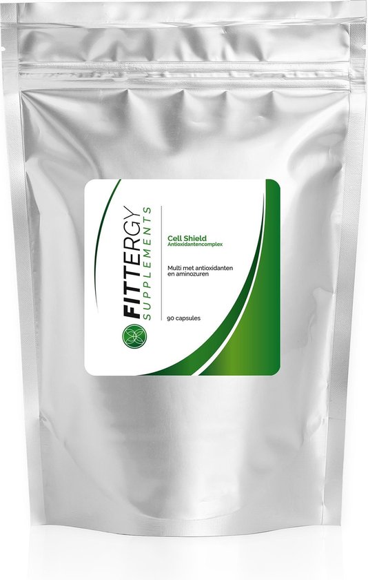 Fittergy Supplements - Cell Shield - Antioxidantencomplex pouche - 90 capsules - 1 vitamine B2, C, E, koper, mangaan, zink - Anti-oxidanten - vegan - voedingssupplement