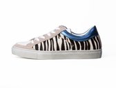 KUNOKA Gabrielle zebra blue - Sneakers Dames - maat 39 - Zwart Wit Dierenprint Blauw