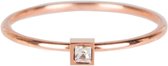 Ring Stylish Square Rose Gold Steel Crystal CZ