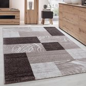 Modern Desing Tapijt Geometrisch Geruit bruin Beige creme afgedrukt