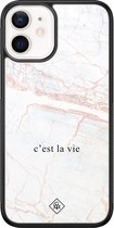 iPhone 12 mini hoesje glass - C'est la vie | Apple iPhone 12 Mini case | Hardcase backcover zwart