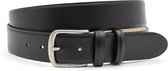 JV Belts Zwarte heren riem - heren riem - 4 cm breed - Zwart - Echt Leer - Taille: 100cm - Totale lengte riem: 115cm