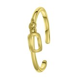 Zilveren ring gold dangle alfabet - O