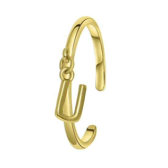 Lucardi – Dames Ring gold dangle alfabet – Ring – Cadeau – Echt Zilver –