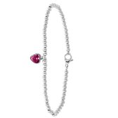 Stalen armband bol/hart roze kristal