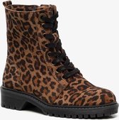 Hush Puppies leren meisjes luipaard veterboots - Bruin - Maat 32 - Echt leer