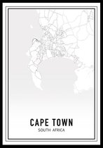 Punt. Poster - City Map Kaapstad - 70 X 50 Cm - Zwart En Wit