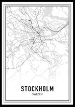 Punt. Poster - City Map Stockholm - 42 X 29.7 Cm - Zwart En Wit