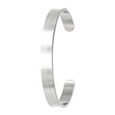 Lucardi - Heren Armband bangle 8mm mat met zirkonia - Staal - Armband - Cadeau - Stijlvol - Zilverkleurig