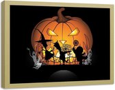 Foto in frame , Halloween kinder spookjes , 70x100cm , zwart oranje , wanddecoratie