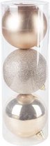 KERSTBALLEN SET 3 STUKS | KERSTVERSIERING | MIX GOUD | D15 CM | KUNSTSTOF MAT | GLITTER BLINKEND