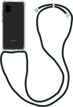 Hoesje met Koord Geschikt voor de Samsung Galaxy S20 Plus | Back Cover met Ketting | Flexibel TPU | Ideaal voor Festival / Vakantie | Zwart