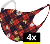 Mondkapje Wasbaar Kerst Mondmasker Rood Niet-medisch - 4 stuks