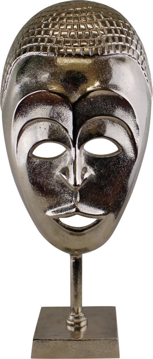 Zilveren metalen tribale masker sculptuur