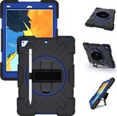 P.C.K. Hoesje/Backcover/Sockproof/Stootproof/Bouw Robuuste Armor Case zwart met blauw geschikt voor Apple iPad 10.2 (2019) MET GLASFOLIE/TEMPERED GLASS