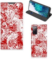 Book Style Case Geschikt voor Samsung Galaxy S20 FE Smart Cover Angel Skull Red