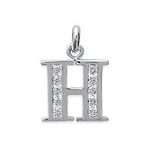 Blinx Jewels Zilveren Hanger Letter H Steentjes