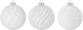 Set van 6 - Stijlvolle Witte Glazen Kerstballen met Glitters - 8 cm