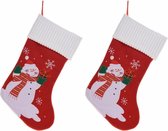 3x stuks kerstsokken met sneeuwpop print 46 cm - kerstversiering haard sokken