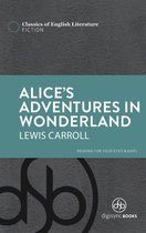 Boekomslag van Alice's Adventures in Wonderland door Lewis Carroll in een grijsblauw ontwerp.