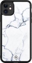 iPhone 11 hoesje glass - Marmer grijs | Apple iPhone 11  case | Hardcase backcover zwart