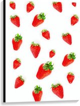 Canvas - Aardbeien patroon - 75x100cm Foto op Canvas Schilderij (Wanddecoratie op Canvas)