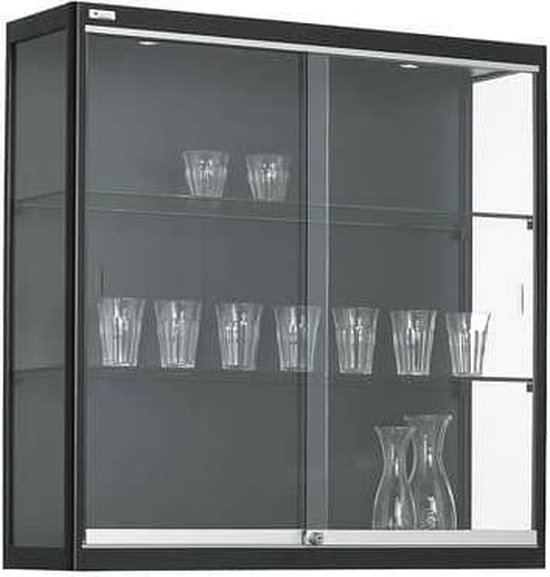 ABC Kantoormeubelen wandvitrine 2 legborden 100x100x30cm aluminium