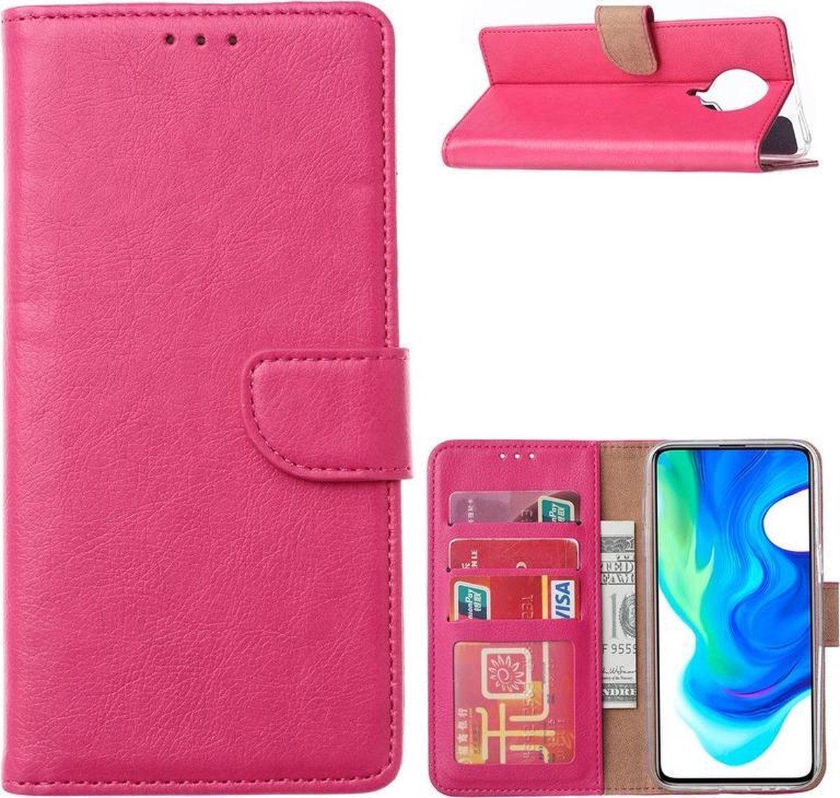 Bookcase Geschikt voor: Xiaomi Poco F2 Pro / Redmi K30 Pro - Roze - portemonnee hoesje