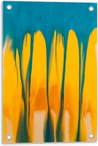 Tuinposter – Gele Verfvegen - 40x60cm Foto op Tuinposter  (wanddecoratie voor buiten en binnen)
